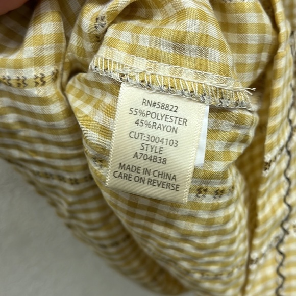 Max Studio Yellow Gingham Sleeveless Babydoll Top S - Picture 6 of 6